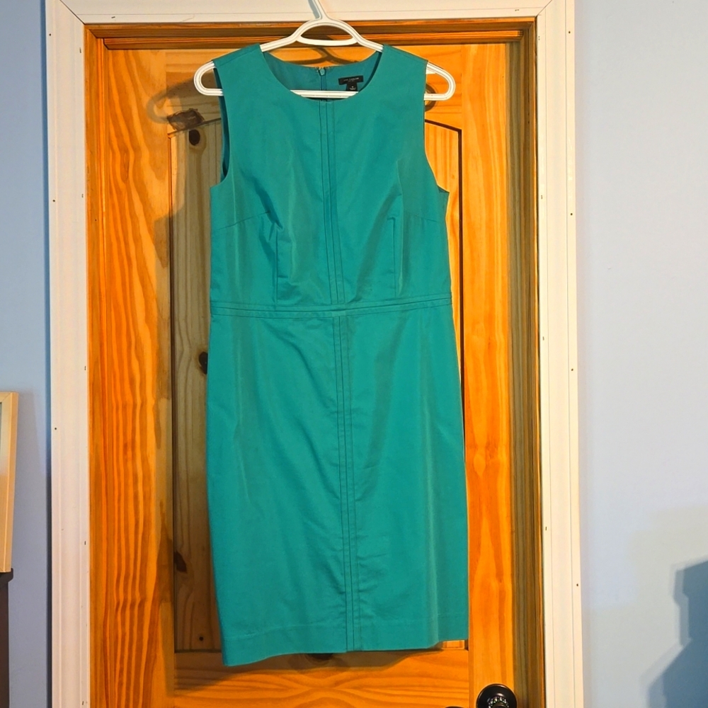 Ann Taylor Green Zipper Pencil Dress, 8